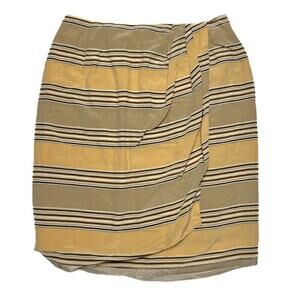 Linda Allard Ellen Tracy Vintage Striped Midi Skirt Draped Silk Women's 10 Beach